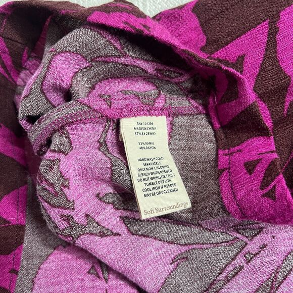 Soft Surroundings Blouse Women Small Fuchsia Pink Tropical Oceo Gauze Top - Picture 8 of 11